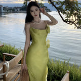 Zingj New Elegant French Dress Advanced Feeling Swing Collar Slit Evening Dress Double Slip