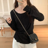 Girls' Long-Sleeved T-Shirt Women's New Solid-Color Bottomed Shirt With A Slim And Slim Design