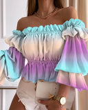 Zingj Style One Word Collar Sexy Fashion Long Sleeve Waist