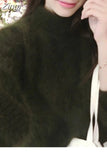 Mohair Thicken Turtleneck Sweater Autumn Winter Sweet Fashion Lantern Sleeve Casual Solid Color Pullover pull