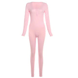 Long Sleeve Ribbed Buttoned Solid Jumpsuit-Outfit