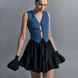Ruffles Solid Elastic Waist Mini Skirt- Outfit