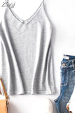 Women Knitting Spaghetti Strap Top Halter V Neck Camisole Women'S Basic Casual Sleeveless Knited Tank Tops Summer