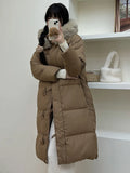 High Sense Fox Big Hair Collar Down Jacket Female 2024 Winter Thick Length Of The Square Button Warm Bestie Coat Tide-Outfit