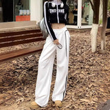 Zingj Elastic High Waist Casual Pants Female 2024 Summer Thin Korean Version Loose Sports Wind Hanging Feeling Wide Leg Floor