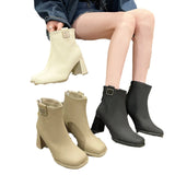 Zingj Women's Shoes 2024 Autumn Winter New Thick Heel Ankle Boots Fashion Martin Boots-Outfit