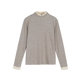 Semi-High-Necked Velvet Bottomed Blouse With A New Style Of Long-Sleeved Knitted Velvet And Warm Lace