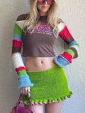 Striped Long Sleeve Bolero Knit Top- Outfit