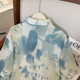 Elegant Women Blouses Cool Tops Chiffon Blouse Shirts Woman Summer 2023 Beach Top Unique Print Tie Dyed Short Sleeve