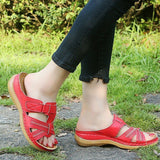 Zingj Women's Shoes 2024 Summer New One-Shaped Hollowed-Out Fish Mouth Slope Heel Magic Paste Sandals Slippers Women's Large Size Women's