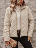 New Autumn And Winter Pure-Color Long-Sleeved Collared Quilt Elegant Loose Women's Warm Coat