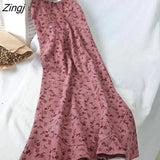 Dress Women Print Floral Spaghetti Strap Elastic Corduroy Sweet Students Beach Dresses High Street Style Simple