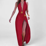 Women's Holiday Style Sexy Open Skirt Hanging Neck Sexy Back Suit Women Two
