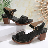 Retro Casual Roman Style Round-Headed Women's Shoes New Hollow Breathable Flat Buckle