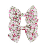 Lovely Baby Girls Print Flower Bohemian Style Bow BB Hair Clips Headwear Children Cute Cotton Hairpins Hair