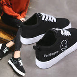 Women Canvas Shoes Summer/Autumn Flats Women Canvas Shoes Classic Lace Up Smiley Face Walking Fashion Women