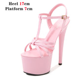 2022 New Brand Women Sandals Summer Shoes Sexy Thick High Heels Platform Dress Party Wedding Shoes Woman Pumps Stripper