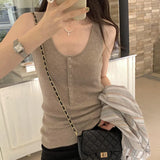 Thin Sling Vest For Women To Wear A New Summer Knitted Sweater Design Sensitive Buckle Slim