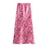 Spring Style Silk Satin Loose Shirt Printed Flute Skirt