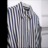 Spring Style Striped Flute Shirt-Style Belt Dress