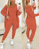 Zingj Women's Solid Color Vest Elastic Waist Long Trousers Suit (3 Pieces) ODS4317