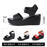Summer New Thick-Soled Sandals Women's 6Cm Slope Heel Sandals Middle Heel Waterproof Table Large Size Comfortable Muffin Fishmouth