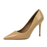 Zingj Fashion Simple Thin Heel High Heel Lacquer Leather Shallow Mouth Tip Sexy Show Thin OL Professional Women's Singles