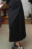 Waist Solid Midi Skirts Women Asymmetrical Chic Trendy Spring Elegant Office Ladies Simple All-match Aesthetic Faldas