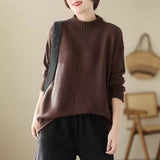 Meat-Covered Lady Knitted Sweater Autumn/Winter 2025 Autumn/Winter New Half-High Collar Design Casual Comfortable