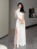 Party Sleeveless Black Midi Dresses for Women 2023 Summer Korea Elegant Evening Prom Female Clothes Casual Chiffon