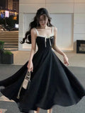 Vintage Black Evening Party Dress Women 2023 Summer Elegant Romantic Prom Vestidos Korean A-line Graduation