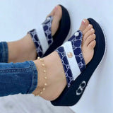 Toe Sandals And Slippers 2023 Summer New Slippers Muffin Thick Soles Herringbone Beach