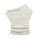 Spring Knitted Slimming Blouse Solid Color Texture Trousers Set
