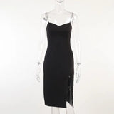 Women's Dresses Chain Strapless Sleeveless Basic Split Knee-Length Bodycon 2022 Summer Sexy Young Style Party Club