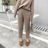 2025 Autumn And Winter New Set Of Sweater Thin Knit Trousers Casual Suit Women's
