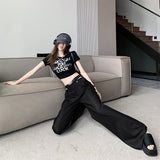Zingj Suit Pants Children Summer Thin Sexy Hollow Out High Waist Wide Leg Pants Loose Hanging Sense Drag The Floor Straight