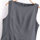 Spring Skate Sleeveless Solid Color Mini Dress