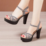 Heels, Thick Heels, Fashionable Sandals, Women's New Thick-Soled Waterproof Platform Size Open-Toed Sandals In Summer