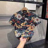 Short Sleeve Flower Shirt Men's Summer 2025 New Premium Sense Hawaiian Beach Half-Sleeved Shirt Youth