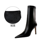 Zingj Winter Fashion Simple Thin Heel High Heel Pointed Head Sexy Nightclub Show Thin Short Boots Women Thin