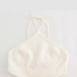 New Open Design Solid Color Collar Short Blouse