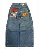 Zingj Wide-Leg Jeans Men Y2K Hip-Hop Harajuku High-Quality Street Rest 211-0-Outfit