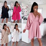 Early Autumn New V-Collar Dress Ins Casual Home Loose Multicolor Dress For