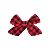 Flower Cotton Hair Bows With Clip For Baby Girls Plaid Boutique Hair Clips Hairgrip Barrettes Headwear Hair