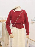 Zingj Autumn New Chi Design Feels Irregular And Fake Two Three-Button Waist Knitted