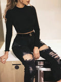 Sleeve Crop Top Women Shirts Harajuku Korean Black Burgundy Sexy Clothes Turtleneck Basic Short T Shirt