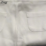 Women Skinny High Waist Summer Sexy Pockets Black White Bottom Clothing Solid Simple All-match Hot Street Elastic