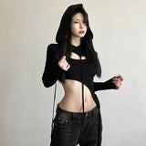 Zingj 2024 Winter Women's Solid Color Slim Long Sleeved Hoodie Smock Fashion Sling Vest Suit-Outfit