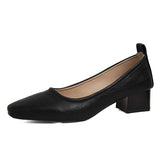 Zingj Spring And Summer New Style Small Heels Simple Ladylike Soft Leather Non-Sharpening Tiptoe Single Shoes Short