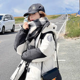 Down Cotton Jacket Female 2024 Winter New Medium And Long Version Of Korean Lovers Students Overalls Cotton-Padded Jacket Plus Thick Coat Tide-Outfit